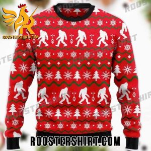 Bigfoot Icon Pattern Mix Christmas Motifs Ugly Sweater