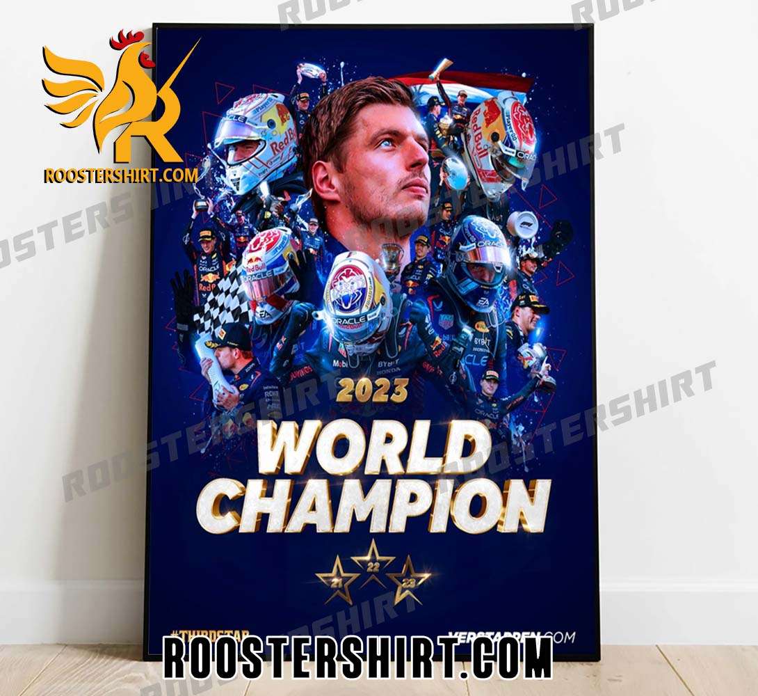Celebrating the Third Star 2023 Formula 1 World Champion Max Verstappen Poster Canvas