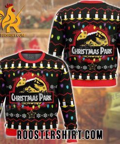 Christmas Park Santa Claws Dinosaur Ugly Sweater