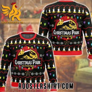 Christmas Park Santa Claws Dinosaur Ugly Sweater