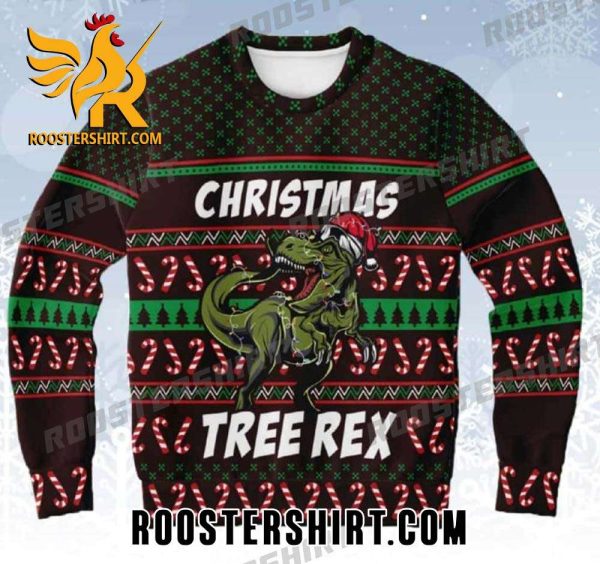 Christmas Tree Rex Dinosaur Santa Hat Ugly Sweater