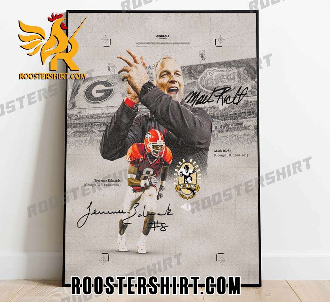 Coach Mark Richt and Terrence Edwards Hall of Fame Signature Poster Canvas