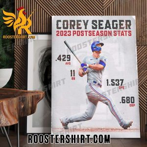 Corey Seager 2023 Postseason Stats Texas Rangers Poster Canvas