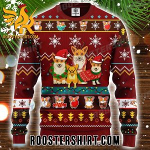Corgi And Friends Cosplay Santa Claus Reindeer Ugly Christmas Sweater