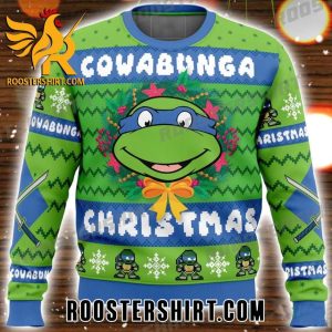 Cowabunga Christmas Leonardo Ninja Turtle Ugly Christmas Sweater