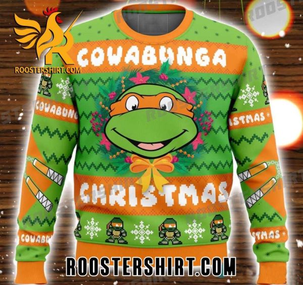 Cowabunga Christmas Michelangelo Ninja Turtle Ugly Christmas Sweater