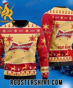 Custom Name Budweiser Logo Ugly Sweater With New Design