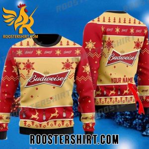 Custom Name Budweiser Logo Ugly Sweater With New Design