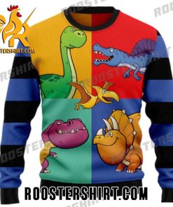 Dinosaur Characters Cartoon Ugly Sweater
