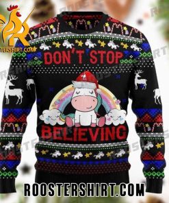 Dont Stop Believing Unicorn Santa Claus Ugly Christmas Sweater