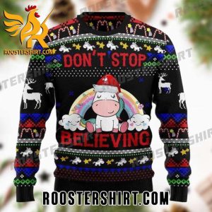 Dont Stop Believing Unicorn Santa Claus Ugly Christmas Sweater