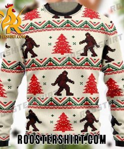 Funny Bigfoot Fixel Pattern Ugly Christmas Sweater