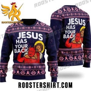 Funny Jesus Has Your Back Ugly Christmas Sweater Gift For Jesus Lover