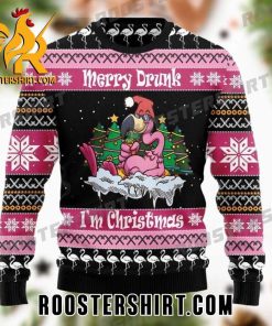 Funny Merry Drunk Im Christmas Flamingo Ugly Christmas Sweater
