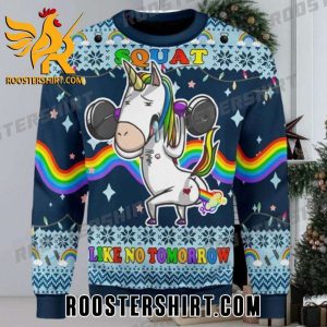 Funny Unicorn Squat Like No Tomorrow Ugly Christmas Sweater