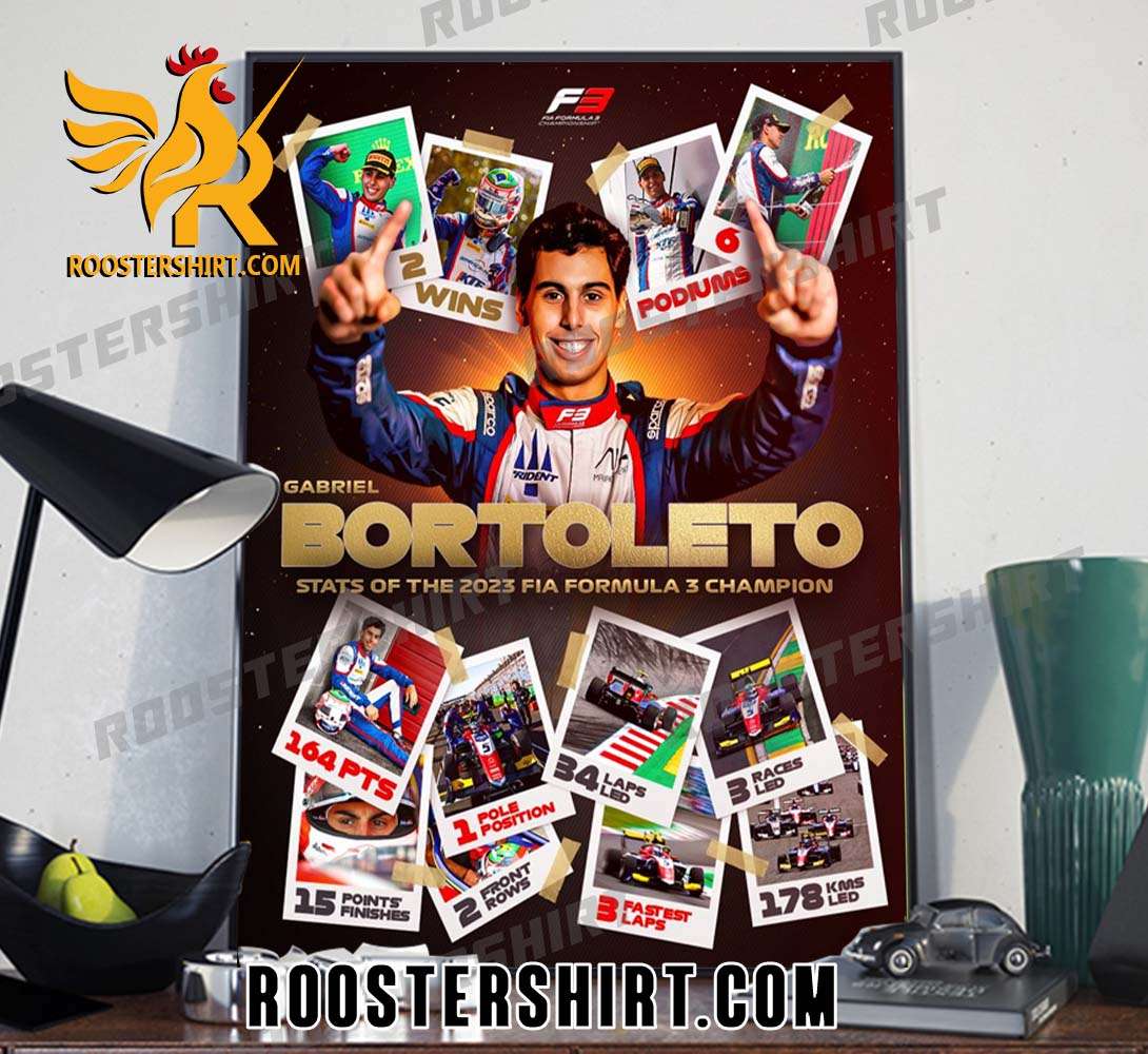 Gabriel Bortoleto Stats Of The 2023 FIA Formula 3 Champion Poster Canvas