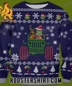 Grinch And Max Dog Go to Car Jeep Ugly Christmas Sweater
