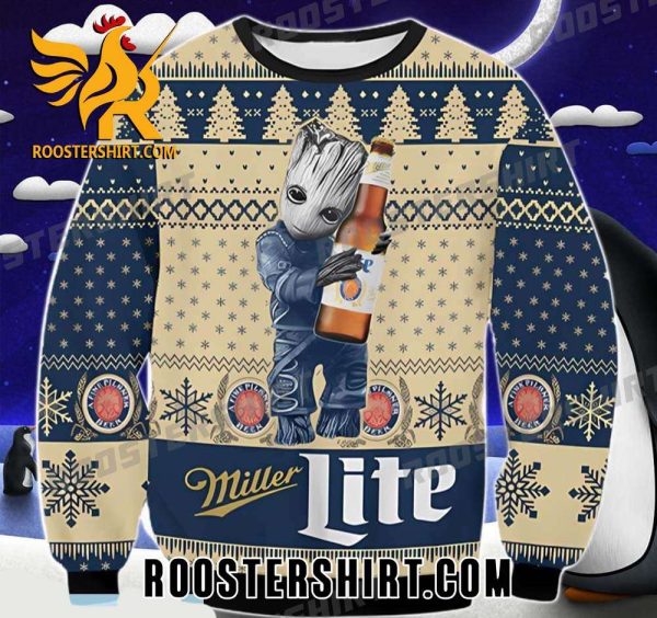 Happy Christmas Groot Hug Miller Lite Beer Ugly Sweater