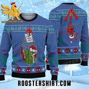Happy Holiday Spidey Spiderman catches Grinch Ugly Sweater