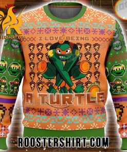 I Love Being A Turtle Michelangelo Ninja Turtle Ugly Christmas Sweater