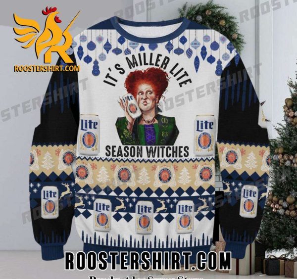 Its Miller Lite Season Witches Winifred Sanderson Ugly Christmas Sweater