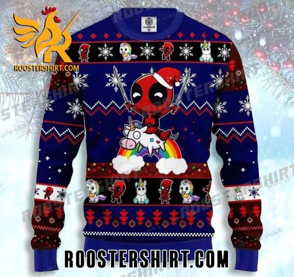 Limited Edition Deadpool Unicorn Blue Ugly Christmas Sweater