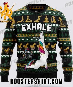 Limited Edition Exhale Unicorn Yoga Ugly Christmas Sweater