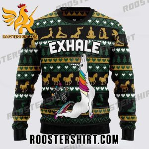 Limited Edition Exhale Unicorn Yoga Ugly Christmas Sweater