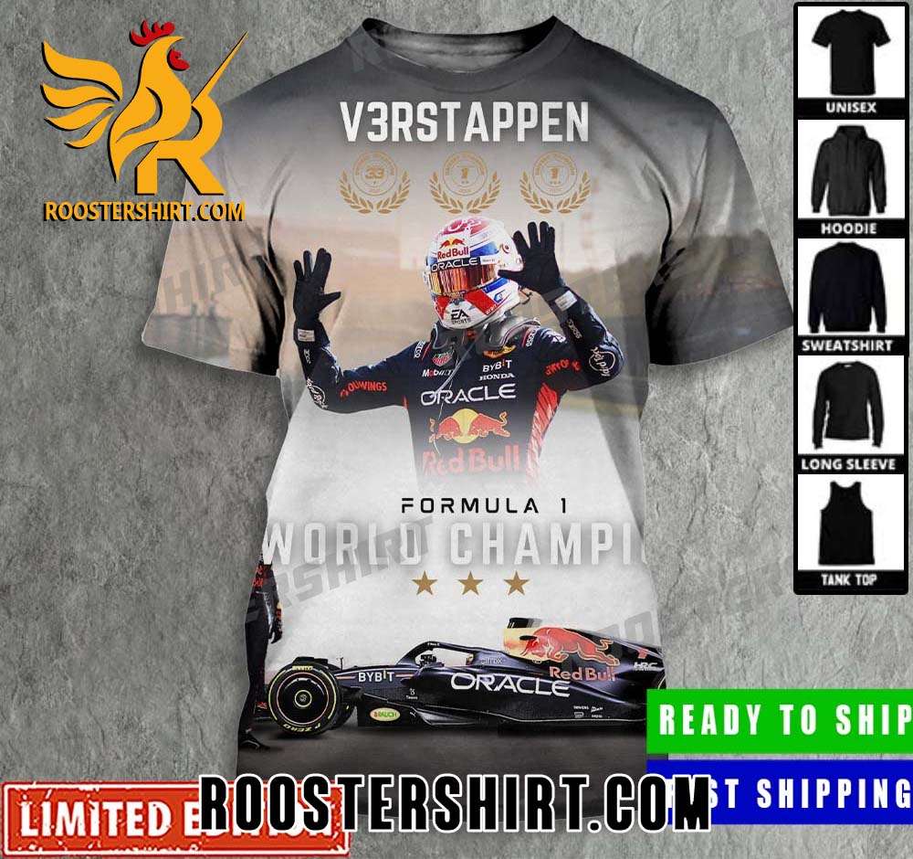 Limited Edition Max Verstappen For The Third Time In A Row F1 World Champion 3D All Over Printing Shirt