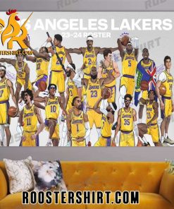 Los Angeles Lakers 2023 – 2024 Roster Art Style Poster Canvas