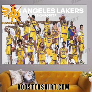 Los Angeles Lakers 2023 – 2024 Roster Art Style Poster Canvas