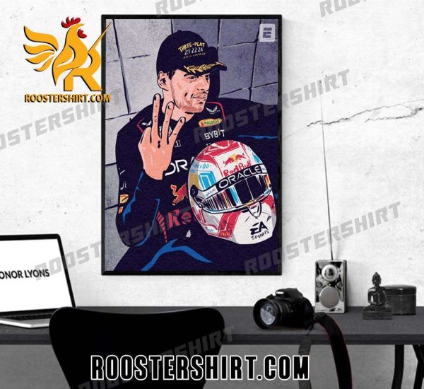 MAX VERSTAPPEN IS WORLD CHAMPION COMPLETES THE THREE PEAT ART STYLE POSTER CANVAS