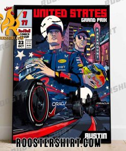 Max Verstappen And Sergio Perez Red Bull Racing United States GP 2023 Poster Canvas