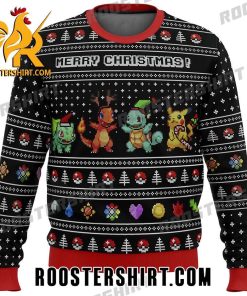 Merry Christmas Characters Pokemon Xmas Ugly Sweater Pixel Style