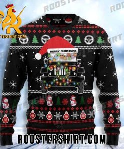 Merry Christmas Jeep Santa Hat Xmas Pattern Ugly Sweater