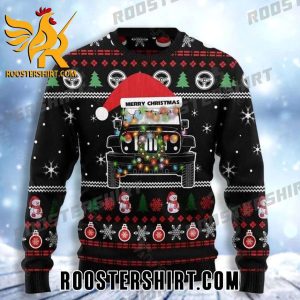 Merry Christmas Jeep Santa Hat Xmas Pattern Ugly Sweater