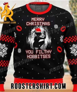 Merry Christmas You Filthy Hobbitses Gollum Santa Hat Lord Of The Rings Ugly Christmas Sweater