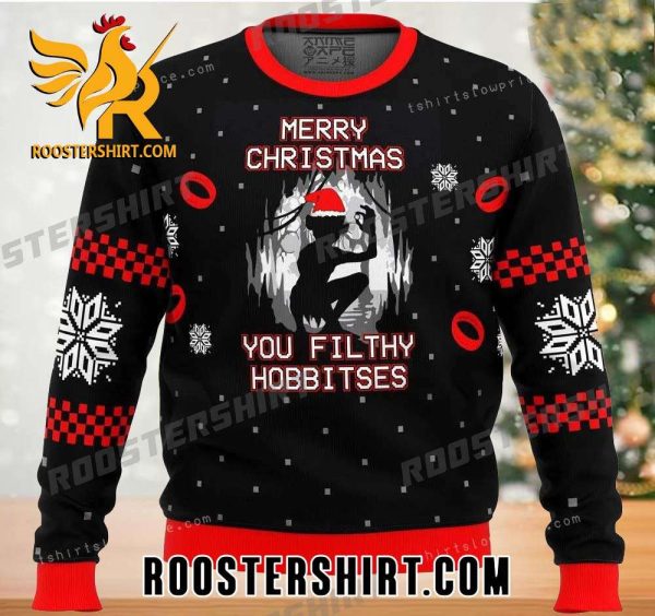 Merry Christmas You Filthy Hobbitses Gollum Santa Hat Lord Of The Rings Ugly Christmas Sweater