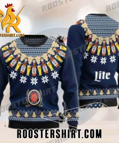 Miller Lite And Beer Cup Pattern Ugly Sweater