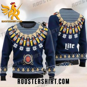 Miller Lite And Beer Cup Pattern Ugly Sweater