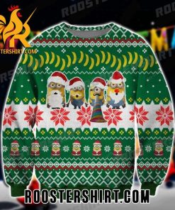 Minion Santa Hat Banana Pattern Ugly Christmas Sweater