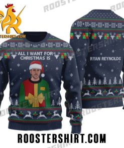Navy Color Ryan Reynolds Xmas Ugly Sweater