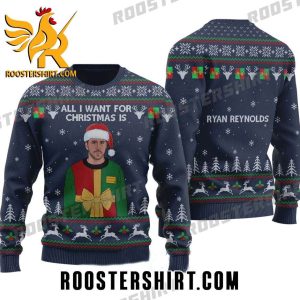 Navy Color Ryan Reynolds Xmas Ugly Sweater