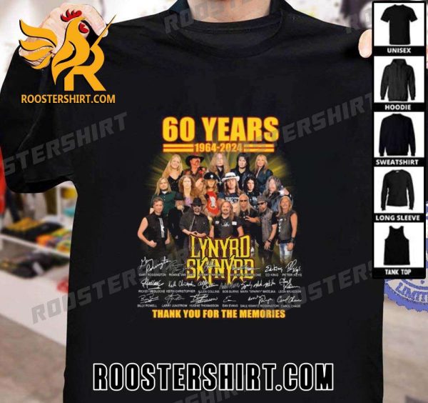 Premium Lynyrd Skynrd 60 Years 1964-2024 Thank You For The Memories Signatures Unisex T-Shirt