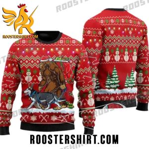 Quality Bigfoot Walking With Husky Ugly Christmas Sweater