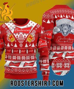 Quality Budweiser Beer Knitted Xmas Ugly Sweater