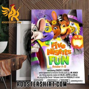 Quality Chuck E Cheese Five Nights Of Fun FNAF Parody Event Poster Canvas