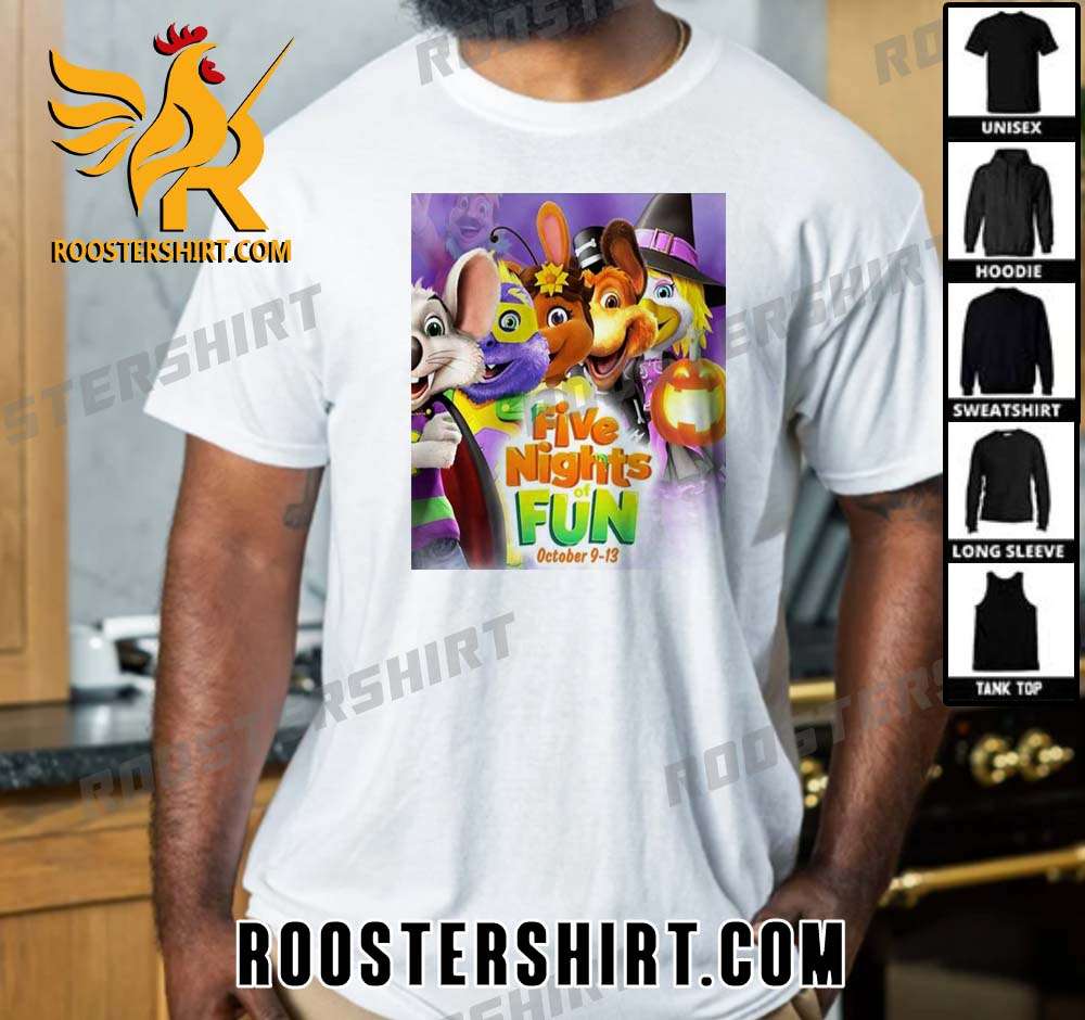 Quality Chuck E Cheese Five Nights Of Fun FNAF Parody Event T-Shirt