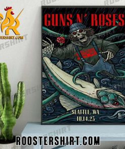 Quality Guns N Roses American Tour 2023 Climate Pledge Arena Seattle WA Full Show Combine Skeleton Versus Kraken Poster Canvas