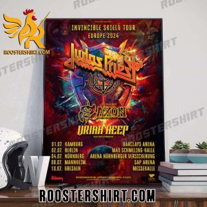 Quality Invincible Shield Tour Europe 2024 Judas Priest With Saxon And Uriah Heep Schedule List Poster Canvas